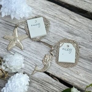Envy Sea Life Charm Necklace Set – Starfish & Mermaid Tail